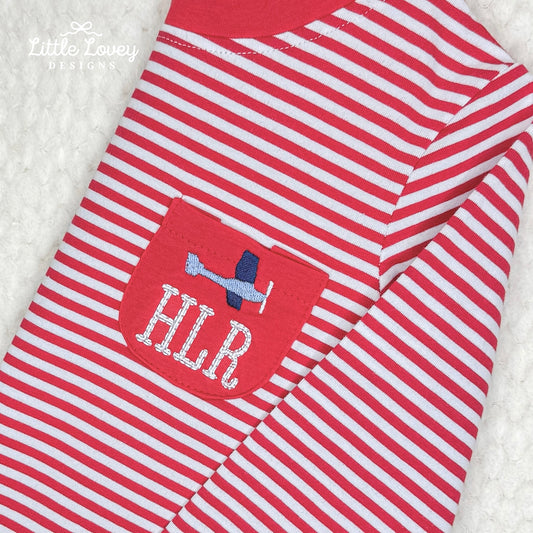 Boys Red Stripe Pants Set