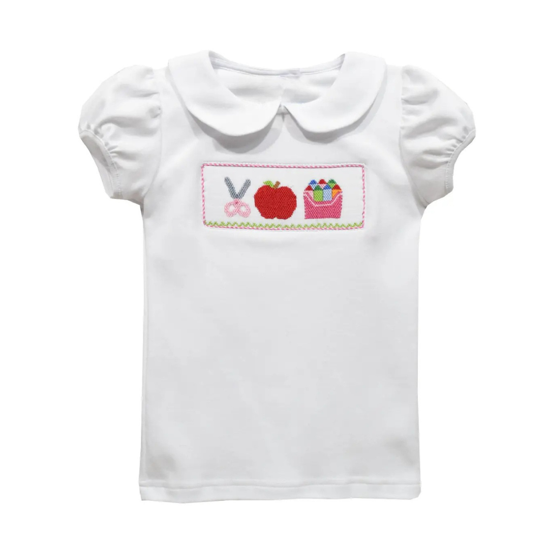 School Supplies Smocked Peter Pan Collar Shirt