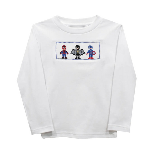 Superheroes Smocked Long Sleeve Knit Shirt