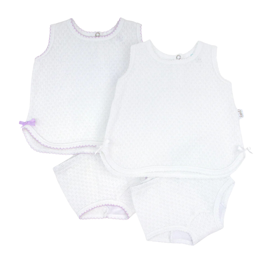 White Knit Sleeveless Top and Diaper Cover