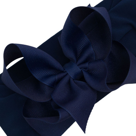 Wide Nylon Headband with Classic Grosgrain Bow
