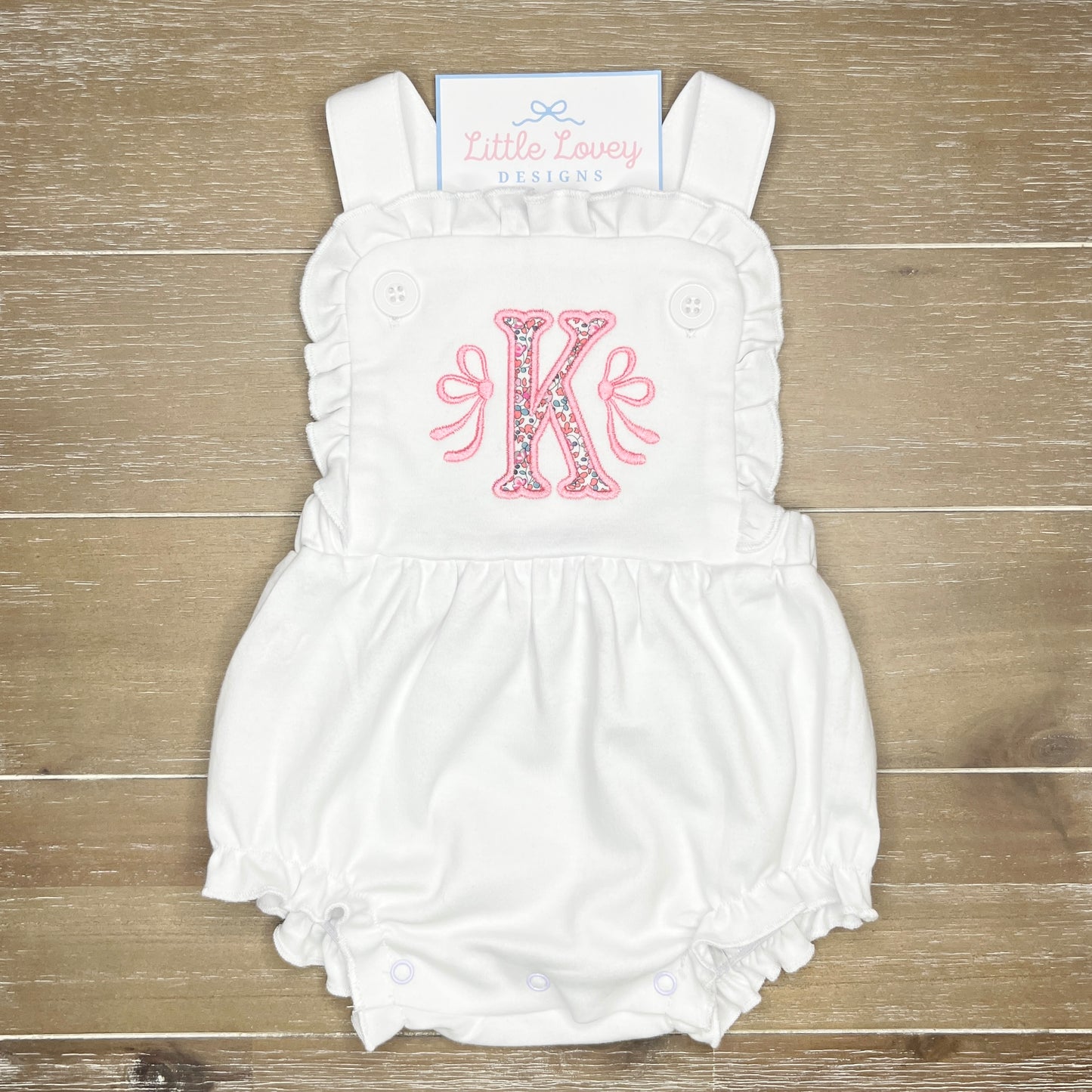 Applique Ruffled Vintage Sunsuit - Dainty Side Bows